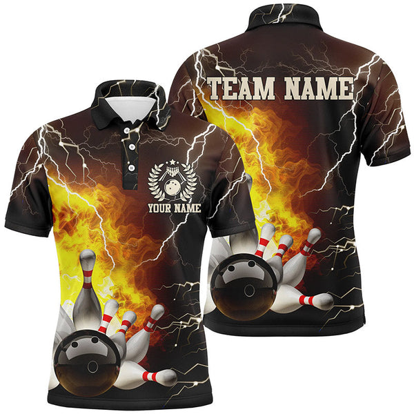 Maxcorners Bowling Flame Lightning Thunder Customized Name And Team Name 3D Shirt