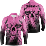 Maxcorners Pink Grunge Skull Mens Golf Polo Shirts custom golf outfit for mens, team mens golf shirt