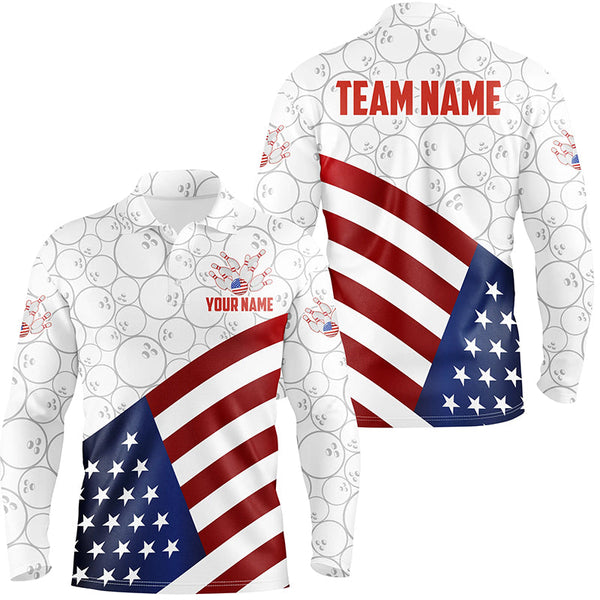 Maxcorners American Flag Bowling Jersey Customized Name, Team Name 3D Shirt Unisex