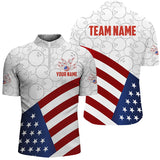 Maxcorners American Flag Bowling Jersey Customized Name, Team Name 3D Shirt Unisex