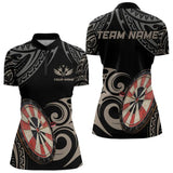 Maxcorners Personalized Black Tribal Pattern Darts Shirts For Men Custom Retro Team Darts Jerseys
