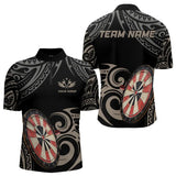 Maxcorners Personalized Black Tribal Pattern Darts Shirts For Men Custom Retro Team Darts Jerseys