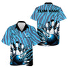 Maxcorners Funny Claw Blue Camo Men'S Bowling Outfits Custom Bowling Polo, Quarter Zip Shirts Team Jerseys LM123