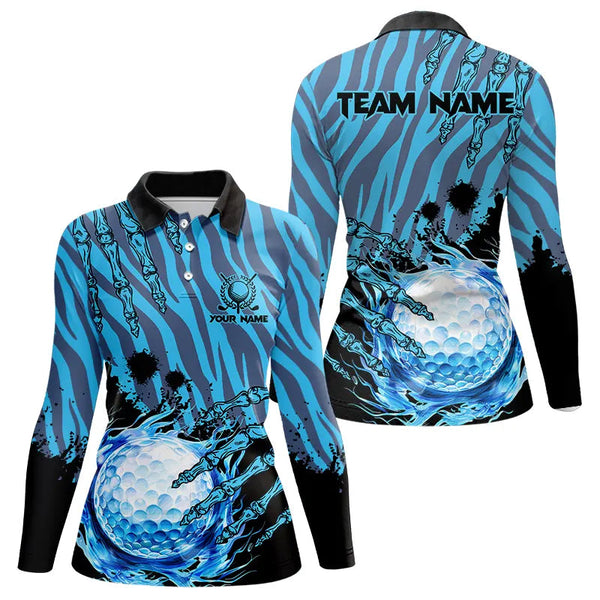 Maxcorners Personalized Funny Claw Blue Camo Golf Polo Shirts For Men Custom mens golf tops outfit