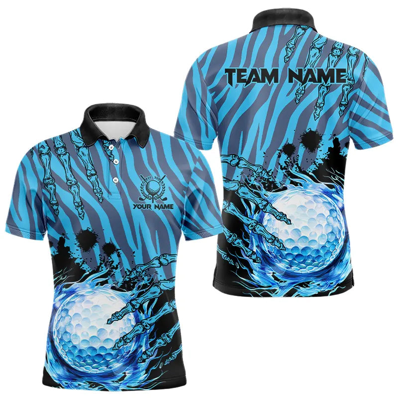 Maxcorners Personalized Funny Claw Blue Camo Golf Polo Shirts For Men Custom mens golf tops outfit