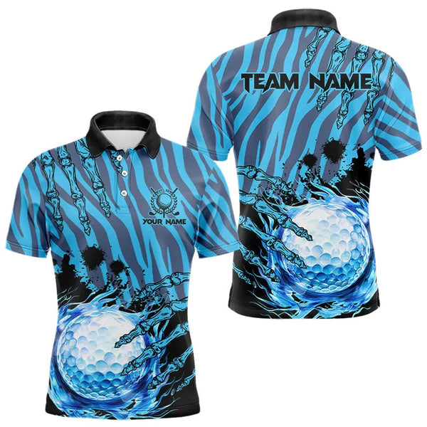 Maxcorners Personalized Funny Claw Blue Camo Golf Polo Shirts For Men Custom mens golf tops outfit