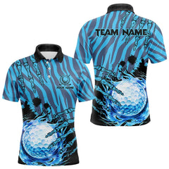Maxcorners Personalized Funny Claw Blue Camo Golf Polo Shirts For Men Custom mens golf tops outfit