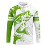 Maxcorners Largemouth Bass fishing tattoo green Custom name Bass Long sleeve fishing shirts, Long Sleeve Hooded LM0201