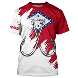 Maxcorners Arkansas flag AR Fishing Fish Hook UV protection custom long sleeve Patriotic fishing apparel MT2108