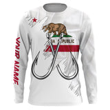 Maxcorners California flag CA Fishing Fish Hook UV protection custom long sleeve Patriotic fishing apparel MT2108