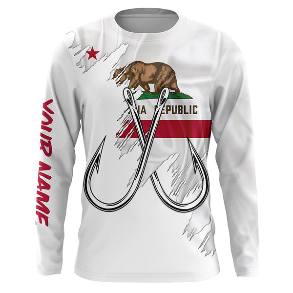 Maxcorners California flag CA Fishing Fish Hook UV protection custom long sleeve Patriotic fishing apparel MT2108