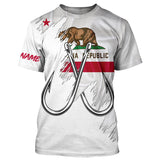 Maxcorners California flag CA Fishing Fish Hook UV protection custom long sleeve Patriotic fishing apparel MT2108