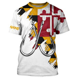 Maxcorners Maryland flag MD Fishing Fish Hook UV protection custom long sleeve Patriotic fishing apparel MT2108