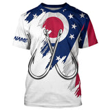 Maxcorners Ohio flag OH Fishing Fish Hook UV protection custom long sleeve Patriotic fishing apparel MT2108