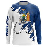 Maxcorners New York flag NY Fishing Fish Hook UV protection custom long sleeve Patriotic fishing apparel MT2108