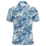 MaxCorners Golfs Blue Tropical Pattern Customized Name 3D Polo Shirt For Men