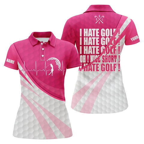 Max Corners Funny I Hate Golf Nice Shot I Love Golf Customized Name 3D Golf Polo Shirt For Women