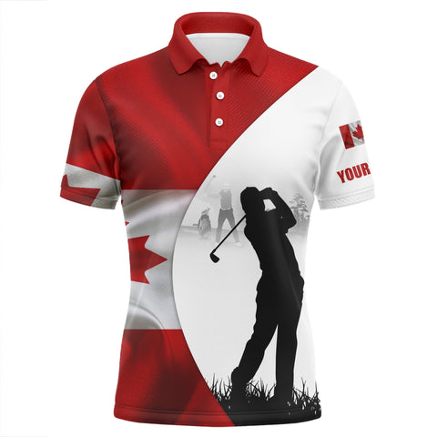 MaxCorners Golf Canadian Flag Patriotic Customized Name 3D Polo Shirt Unisex