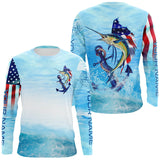 Maxcorners Sailfish fishing blue water anchor compass American flag custom long sleeve deep sea Fishing jerseys  LM2408