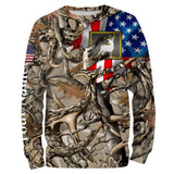 Maxcorners Custom Name Deer Skull Hunting Camo American Flag Patriotic 3D All Over Printed Clothes