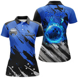 Maxcorners Black and Blue Flame camo bowling shirts for women Custom Flame Bowling Shirt Team Bowling Jersey