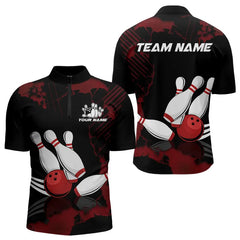 Maxcorners Black And Red Bowling Shirts For Men And Women Custom Bowling Team League Jerseys, Gift For Bowlers