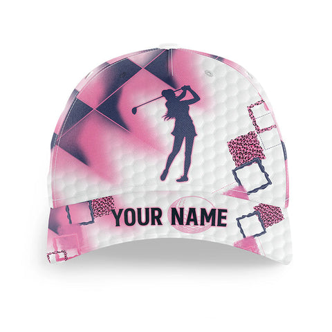 Maxcorners Pink golf hat for women custom name golf cap hat, gift for golf lovers