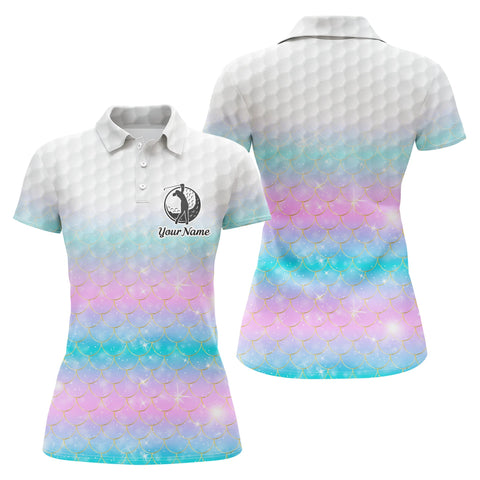 Max Corners Rainbow Mermaid Scales Customized Name 3D Golf Polo Shirt For Women