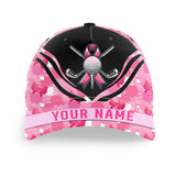 Maxcorners Pink ribbon golf ball clubs Golfer hat custom breast cancer awareness golf hats, gifts for golfers