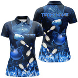 Maxcorners Blue Flame Eagle Bowling Jersey Customized Name, Team Name 3D Shirt Unisex