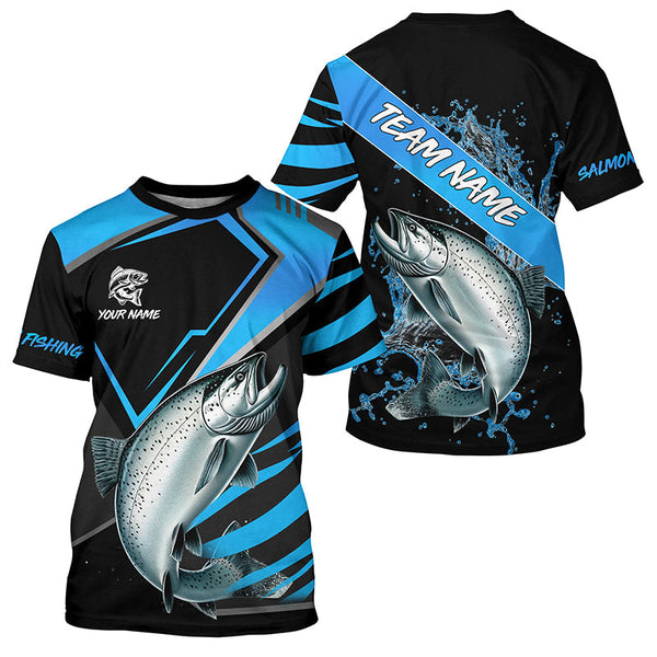Maxcorners Black and Blue Chinook Salmon fishing custom fishing team jerseys, sport fishing shirts MT2108