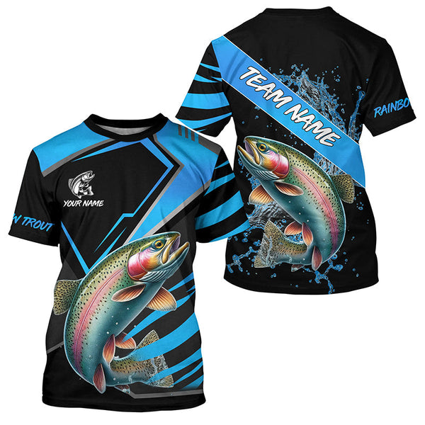 Maxcorners Black and Blue Rainbow Trout fishing custom fishing team jerseys, sport fishing shirts MT2108