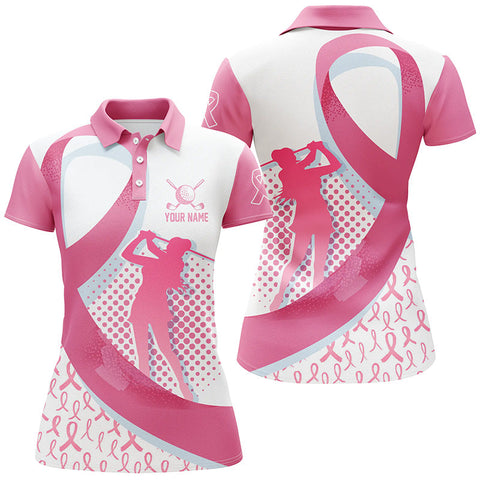 Max Corners Breast Cancer Awareness Art Live Women Golf Lover Customized Name 3D Golf Polo Shirt For Women