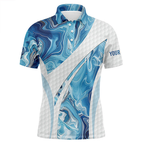 MaxCorners Golfs Blue Camo White Skin Customized Name 3D Polo Shirt For Men