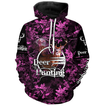 Maxcorners Deer hunting pink camo Custom Name 3D Full Printing hunting shirts, hunting apparel for deer hunter LM2608