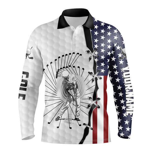 Maxcorner Customized Name American Flag Golf 3D Polo Shirt