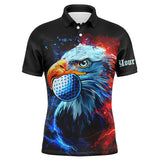 Maxcorners Mens golf polo shirts custom red and blue Eagle golf ball black golf tops, team golf attire for mens