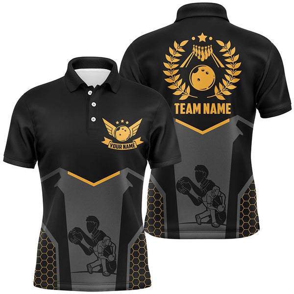 Maxcorners Black Retro Bowling Customized Name And Team Name 3D Shirt