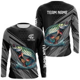 Maxcorners Personalized Black camo Musky Fishing Jerseys, Muskie Long Sleeve Fishing Tournament Shirts MT2108