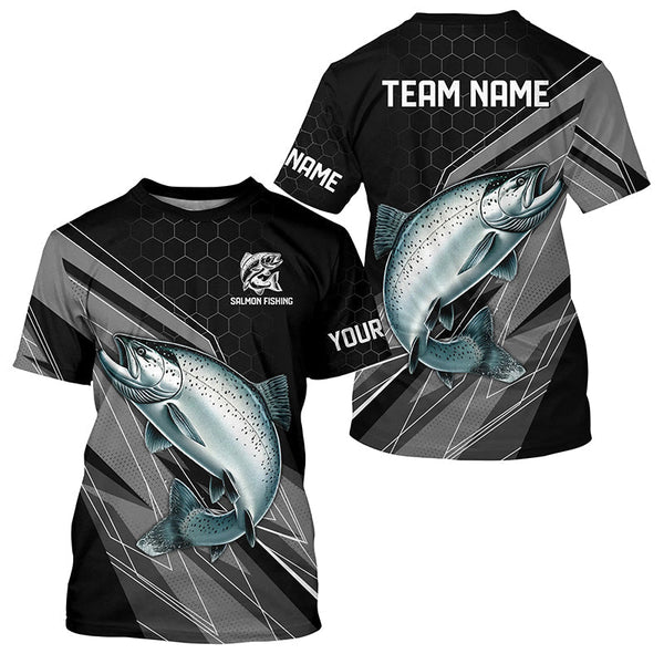 Maxcorners Personalized Black camo Chinook Salmon Fishing Jerseys, Salmon Long Sleeve Fishing Tournament Shirts MT2108