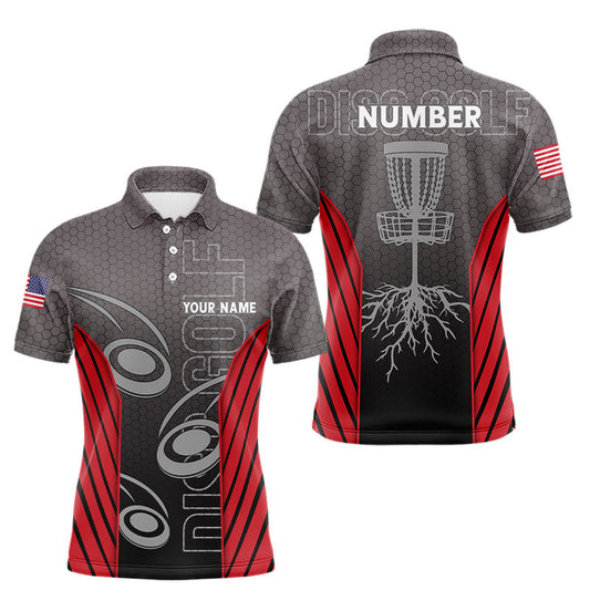 Maxcorners Disc golf t-shirts, polos, hoodies for men, women custom name, number camo disc golf jerseys | Red LM1812