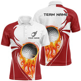 MaxCorners Golfs Ball Fire Customized Name 3D Polo Shirt For Men