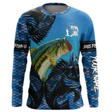 Maxcorners Customized Name Largemouth Bass Fishing Blue Camo 3D Shirts