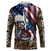 Maxcorners American flag patriotic Bass camo fishing Customize UV protection long sleeves fishing shirt for men LM0201