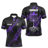 Maxcorners Black and Purple Hexagon Pattern Mens Disc golf polo shirts custom Team disc golf jerseys LM2110