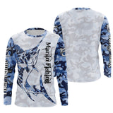 Maxcorners Marlin fishing Saltwater Fish blue camo UV protection customize name fishing apparel LM2408