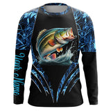 Maxcorners Largemouth bass fishing blue camo custom 3D All Over Printed Fishing Shirts, Bass fishing apparel MT2108