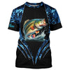 Maxcorners Largemouth bass fishing blue camo custom 3D All Over Printed Fishing Shirts, Bass fishing apparel MT2108