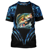 Maxcorners Largemouth bass fishing blue camo custom 3D All Over Printed Fishing Shirts, Bass fishing apparel MT2108