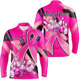 Maxcorners Pink ribbons Breast Cancer bowling shirts Custom Bowling Team breast cancer bowling jersey